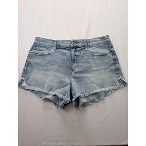 Cosmic Blue Love Womens Light Wash Frayed Hem Denim Jean Shorts Sz 29 Distressed